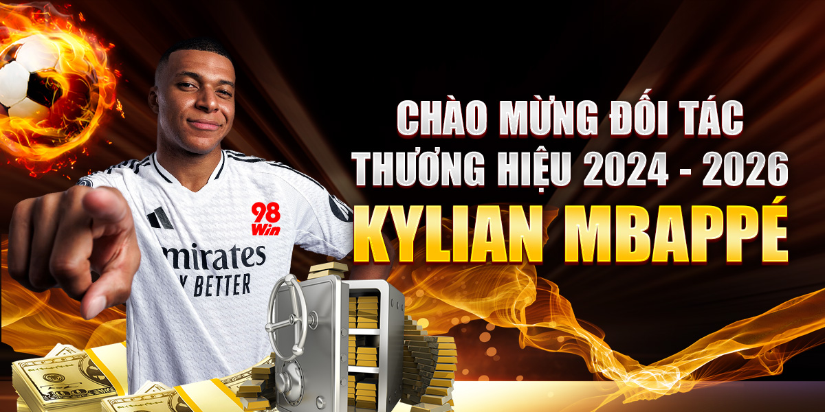 Kylian Mbappe đại sứ thương hiệu năm 2024 của nhà cái 98win